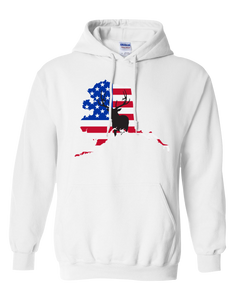 Pullover Hooded Sweatshirt Alaska White Elk Vibrant Design High Quality Tight Knit Ring Spun Low Maintenance Cotton Printed With The Newest Available Color Transfer Technology