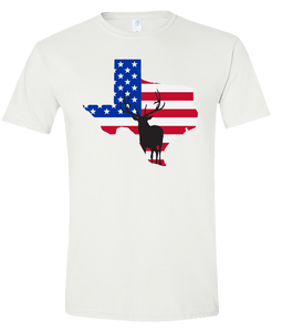 Short Sleeve T-Shirt Texas White Elk Vibrant Design High Quality Tight Knit Ring Spun Low Maintenance Cotton Printed With The Newest Available Color Transfer Technology