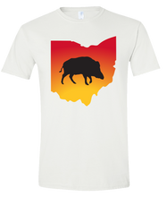 Load image into Gallery viewer, Short Sleeve T-Shirt Ohio White Wild Hog Vibrant Design High Quality Tight Knit Ring Spun Low Maintenance Cotton Printed With The Newest Available Color Transfer Technology