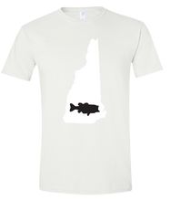 Load image into Gallery viewer, Short Sleeve T-Shirt New Hampshire White Large Mouth Bass Vibrant Design High Quality Tight Knit Ring Spun Low Maintenance Cotton Printed With The Newest Available Color Transfer Technology