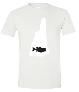 Short Sleeve T-Shirt New Hampshire White Large Mouth Bass Vibrant Design High Quality Tight Knit Ring Spun Low Maintenance Cotton Printed With The Newest Available Color Transfer Technology