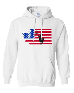 Pullover Hooded Sweatshirt Washington White Elk Vibrant Design High Quality Tight Knit Ring Spun Low Maintenance Cotton Printed With The Newest Available Color Transfer Technology