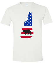 Load image into Gallery viewer, Short Sleeve T-Shirt New Hampshire White Black Bear Vibrant Design High Quality Tight Knit Ring Spun Low Maintenance Cotton Printed With The Newest Available Color Transfer Technology