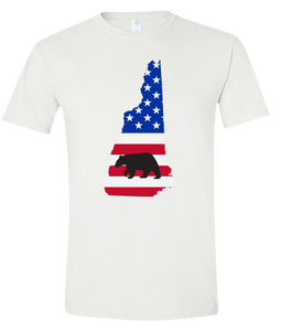 Short Sleeve T-Shirt New Hampshire White Black Bear Vibrant Design High Quality Tight Knit Ring Spun Low Maintenance Cotton Printed With The Newest Available Color Transfer Technology