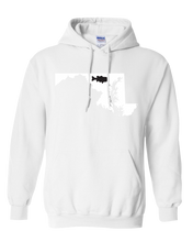 Load image into Gallery viewer, Pullover Hooded Sweatshirt Maryland White Large Mouth Bass Vibrant Design High Quality Tight Knit Ring Spun Low Maintenance Cotton Printed With The Newest Available Color Transfer Technology