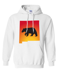 Pullover Hooded Sweatshirt New Mexico White Black Bear Vibrant Design High Quality Tight Knit Ring Spun Low Maintenance Cotton Printed With The Newest Available Color Transfer Technology