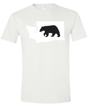 Load image into Gallery viewer, Short Sleeve T-Shirt Washington White Black Bear Vibrant Design High Quality Tight Knit Ring Spun Low Maintenance Cotton Printed With The Newest Available Color Transfer Technology
