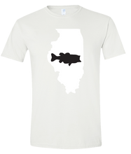 Load image into Gallery viewer, Short Sleeve T-Shirt Illinois White Large Mouth Bass Vibrant Design High Quality Tight Knit Ring Spun Low Maintenance Cotton Printed With The Newest Available Color Transfer Technology