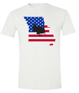Short Sleeve T-Shirt Missouri White Turkey Vibrant Design High Quality Tight Knit Ring Spun Low Maintenance Cotton Printed With The Newest Available Color Transfer Technology
