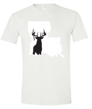 Load image into Gallery viewer, Short Sleeve T-Shirt Louisiana White Whitetail Deer Vibrant Design High Quality Tight Knit Ring Spun Low Maintenance Cotton Printed With The Newest Available Color Transfer Technology