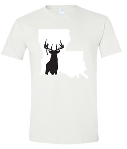Short Sleeve T-Shirt Louisiana White Whitetail Deer Vibrant Design High Quality Tight Knit Ring Spun Low Maintenance Cotton Printed With The Newest Available Color Transfer Technology