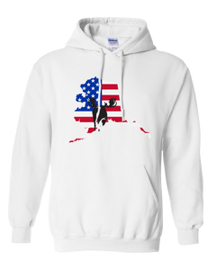 Pullover Hooded Sweatshirt Alaska White Moose Vibrant Design High Quality Tight Knit Ring Spun Low Maintenance Cotton Printed With The Newest Available Color Transfer Technology