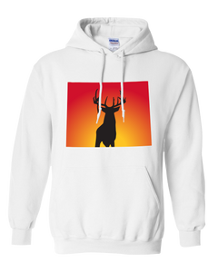 Pullover Hooded Sweatshirt Wyoming White Whitetail Deer Vibrant Design High Quality Tight Knit Ring Spun Low Maintenance Cotton Printed With The Newest Available Color Transfer Technology