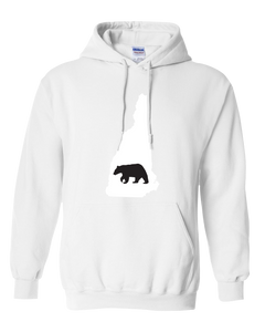 Pullover Hooded Sweatshirt New Hampshire White Black Bear Vibrant Design High Quality Tight Knit Ring Spun Low Maintenance Cotton Printed With The Newest Available Color Transfer Technology