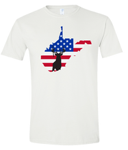 Load image into Gallery viewer, Short Sleeve T-Shirt West Virginia White Whitetail Deer Vibrant Design High Quality Tight Knit Ring Spun Low Maintenance Cotton Printed With The Newest Available Color Transfer Technology