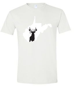 Short Sleeve T-Shirt West Virginia White Whitetail Deer Vibrant Design High Quality Tight Knit Ring Spun Low Maintenance Cotton Printed With The Newest Available Color Transfer Technology