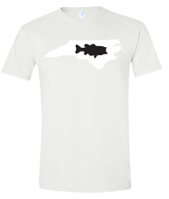 Load image into Gallery viewer, Short Sleeve T-Shirt North Carolina White Large Mouth Bass Vibrant Design High Quality Tight Knit Ring Spun Low Maintenance Cotton Printed With The Newest Available Color Transfer Technology