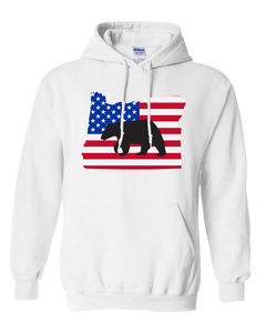 Pullover Hooded Sweatshirt Oregon White Black Bear Vibrant Design High Quality Tight Knit Ring Spun Low Maintenance Cotton Printed With The Newest Available Color Transfer Technology