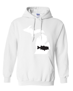 Pullover Hooded Sweatshirt Michigan White Large Mouth Bass Vibrant Design High Quality Tight Knit Ring Spun Low Maintenance Cotton Printed With The Newest Available Color Transfer Technology