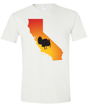 Load image into Gallery viewer, Short Sleeve T-Shirt California White Turkey Vibrant Design High Quality Tight Knit Ring Spun Low Maintenance Cotton Printed With The Newest Available Color Transfer Technology