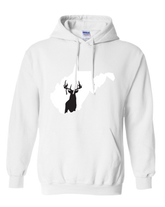 Pullover Hooded Sweatshirt West Virginia White Whitetail Deer Vibrant Design High Quality Tight Knit Ring Spun Low Maintenance Cotton Printed With The Newest Available Color Transfer Technology