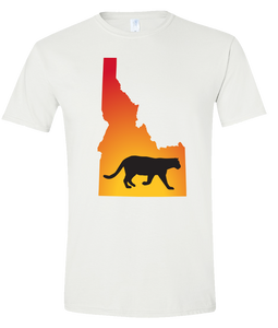 Short Sleeve T-Shirt Idaho White Mountain Lion Vibrant Design High Quality Tight Knit Ring Spun Low Maintenance Cotton Printed With The Newest Available Color Transfer Technology