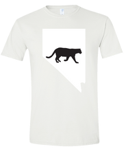 Load image into Gallery viewer, Short Sleeve T-Shirt Nevada White Mountain Lion Vibrant Design High Quality Tight Knit Ring Spun Low Maintenance Cotton Printed With The Newest Available Color Transfer Technology