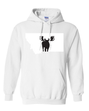 Load image into Gallery viewer, Pullover Hooded Sweatshirt Montana White Moose Vibrant Design High Quality Tight Knit Ring Spun Low Maintenance Cotton Printed With The Newest Available Color Transfer Technology