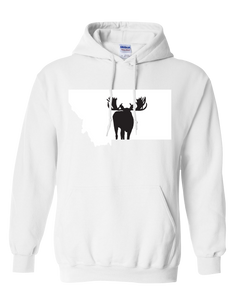 Pullover Hooded Sweatshirt Montana White Moose Vibrant Design High Quality Tight Knit Ring Spun Low Maintenance Cotton Printed With The Newest Available Color Transfer Technology