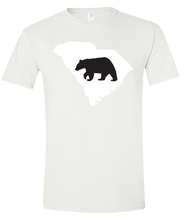 Load image into Gallery viewer, Short Sleeve T-Shirt South Carolina White Black Bear Vibrant Design High Quality Tight Knit Ring Spun Low Maintenance Cotton Printed With The Newest Available Color Transfer Technology