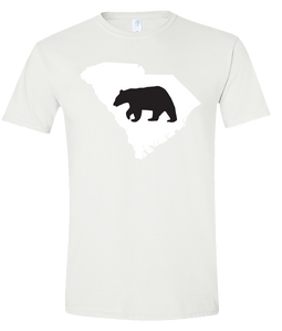 Short Sleeve T-Shirt South Carolina White Black Bear Vibrant Design High Quality Tight Knit Ring Spun Low Maintenance Cotton Printed With The Newest Available Color Transfer Technology