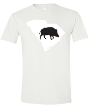 Load image into Gallery viewer, Short Sleeve T-Shirt South Carolina White Wild Hog Vibrant Design High Quality Tight Knit Ring Spun Low Maintenance Cotton Printed With The Newest Available Color Transfer Technology