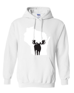 Pullover Hooded Sweatshirt Wisconsin White Moose Vibrant Design High Quality Tight Knit Ring Spun Low Maintenance Cotton Printed With The Newest Available Color Transfer Technology