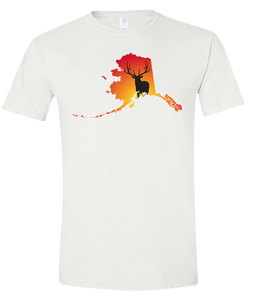 Short Sleeve T-Shirt Alaska White Elk Vibrant Design High Quality Tight Knit Ring Spun Low Maintenance Cotton Printed With The Newest Available Color Transfer Technology