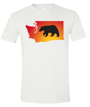 Load image into Gallery viewer, Short Sleeve T-Shirt Washington White Black Bear Vibrant Design High Quality Tight Knit Ring Spun Low Maintenance Cotton Printed With The Newest Available Color Transfer Technology