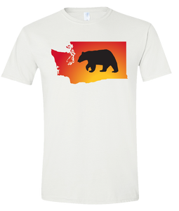 Short Sleeve T-Shirt Washington White Black Bear Vibrant Design High Quality Tight Knit Ring Spun Low Maintenance Cotton Printed With The Newest Available Color Transfer Technology