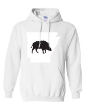 Load image into Gallery viewer, Pullover Hooded Sweatshirt Arkansas White Wild Hog Vibrant Design High Quality Tight Knit Ring Spun Low Maintenance Cotton Printed With The Newest Available Color Transfer Technology