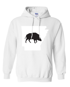 Pullover Hooded Sweatshirt Arkansas White Wild Hog Vibrant Design High Quality Tight Knit Ring Spun Low Maintenance Cotton Printed With The Newest Available Color Transfer Technology