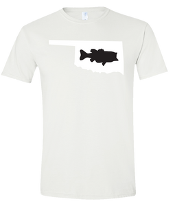 Short Sleeve T-Shirt Oklahoma White Large Mouth Bass Vibrant Design High Quality Tight Knit Ring Spun Low Maintenance Cotton Printed With The Newest Available Color Transfer Technology