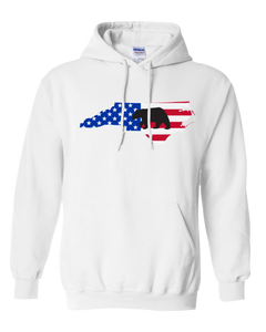 Pullover Hooded Sweatshirt North Carolina White Black Bear Vibrant Design High Quality Tight Knit Ring Spun Low Maintenance Cotton Printed With The Newest Available Color Transfer Technology