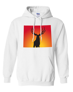 Pullover Hooded Sweatshirt Wyoming White Mule Deer Vibrant Design High Quality Tight Knit Ring Spun Low Maintenance Cotton Printed With The Newest Available Color Transfer Technology