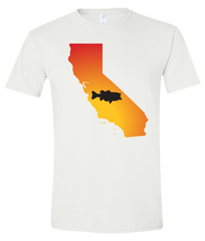 Load image into Gallery viewer, Short Sleeve T-Shirt California White Large Mouth Bass Vibrant Design High Quality Tight Knit Ring Spun Low Maintenance Cotton Printed With The Newest Available Color Transfer Technology