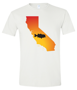 Short Sleeve T-Shirt California White Large Mouth Bass Vibrant Design High Quality Tight Knit Ring Spun Low Maintenance Cotton Printed With The Newest Available Color Transfer Technology