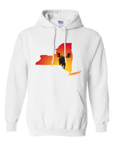Pullover Hooded Sweatshirt New York White Moose Vibrant Design High Quality Tight Knit Ring Spun Low Maintenance Cotton Printed With The Newest Available Color Transfer Technology