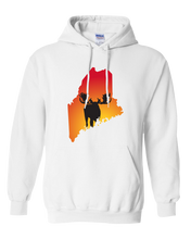 Load image into Gallery viewer, Pullover Hooded Sweatshirt Maine White Moose Vibrant Design High Quality Tight Knit Ring Spun Low Maintenance Cotton Printed With The Newest Available Color Transfer Technology