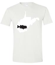 Load image into Gallery viewer, Short Sleeve T-Shirt West Virginia White Large Mouth Bass Vibrant Design High Quality Tight Knit Ring Spun Low Maintenance Cotton Printed With The Newest Available Color Transfer Technology
