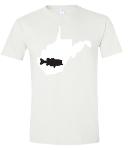 Short Sleeve T-Shirt West Virginia White Large Mouth Bass Vibrant Design High Quality Tight Knit Ring Spun Low Maintenance Cotton Printed With The Newest Available Color Transfer Technology