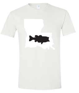 Short Sleeve T-Shirt Louisiana White Large Mouth Bass Vibrant Design High Quality Tight Knit Ring Spun Low Maintenance Cotton Printed With The Newest Available Color Transfer Technology