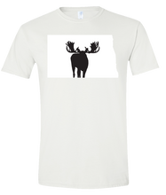 Load image into Gallery viewer, Short Sleeve T-Shirt North Dakota White Moose Vibrant Design High Quality Tight Knit Ring Spun Low Maintenance Cotton Printed With The Newest Available Color Transfer Technology