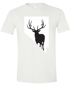 Short Sleeve T-Shirt Nevada White Elk Vibrant Design High Quality Tight Knit Ring Spun Low Maintenance Cotton Printed With The Newest Available Color Transfer Technology